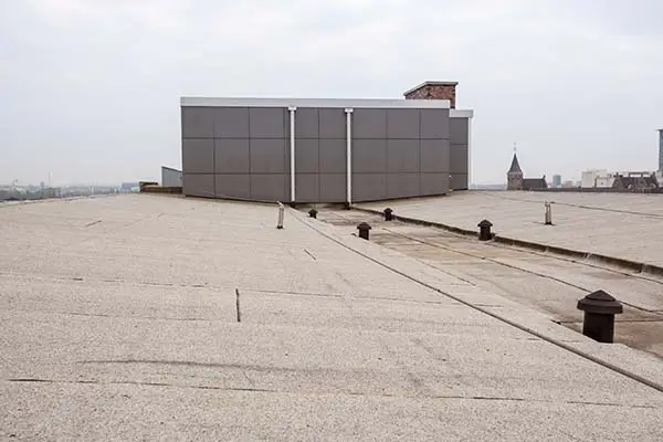 flat roof with roofing